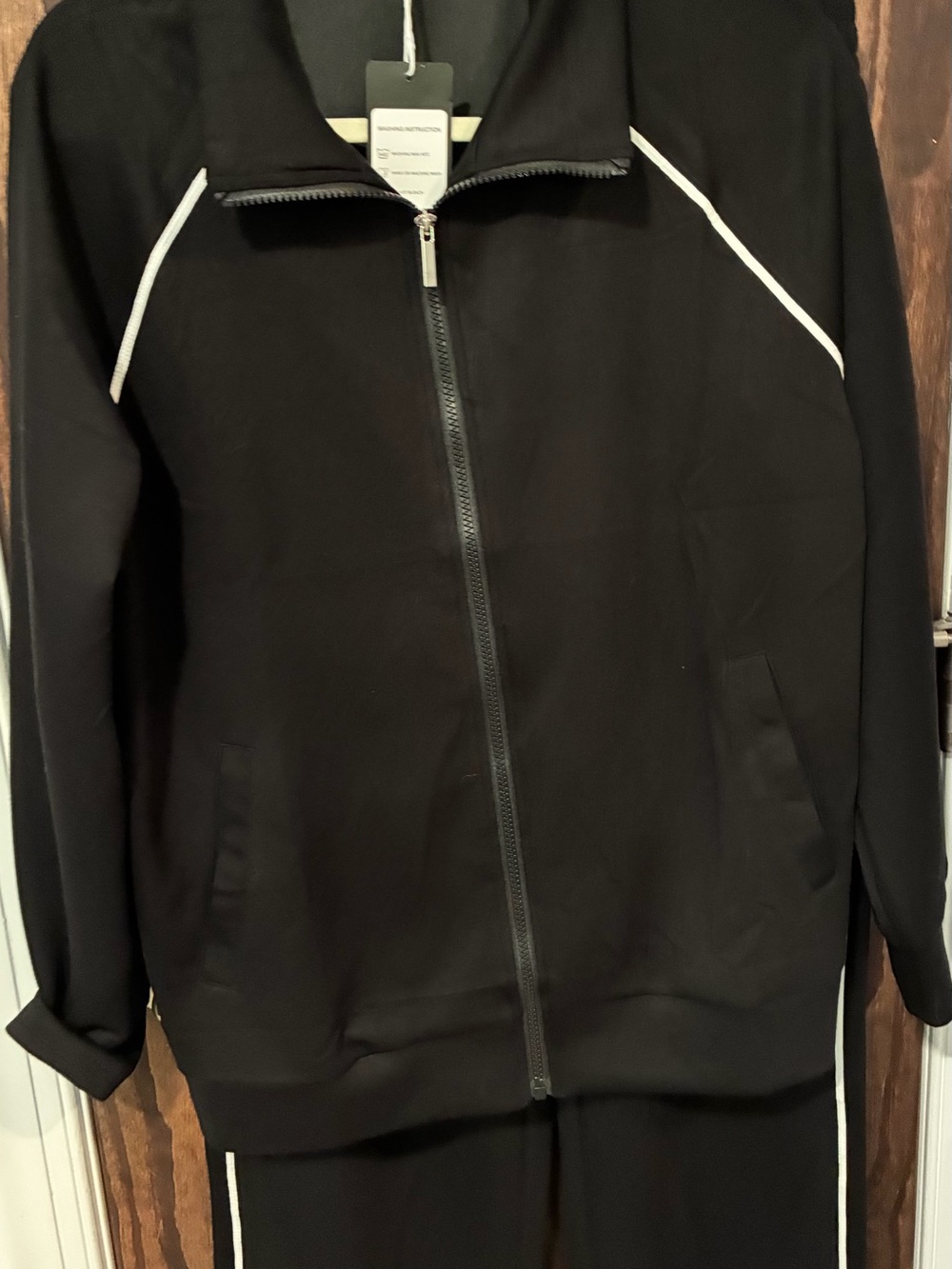 Women’s 2 Piece Set Zip-Up Track Jacket And Pants with White Piping